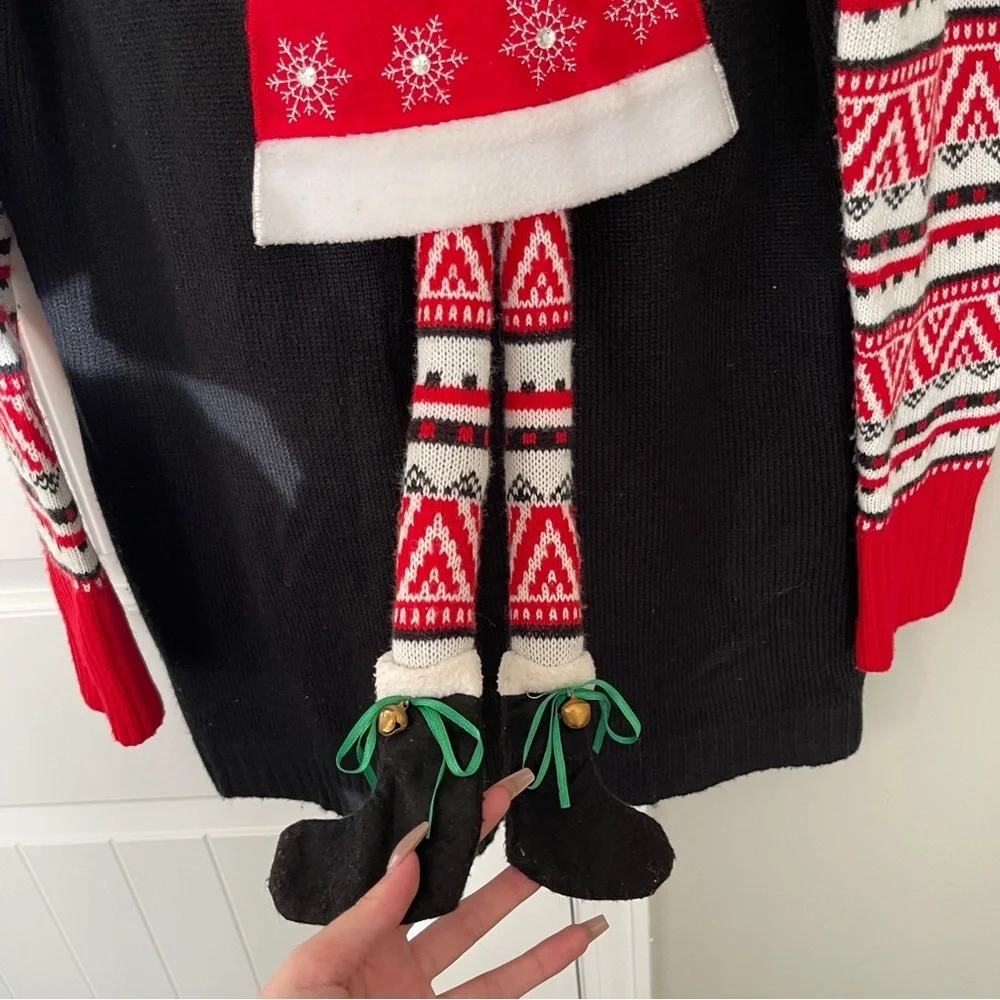 Holiday Time Ugly Christmas Black Red Sweater